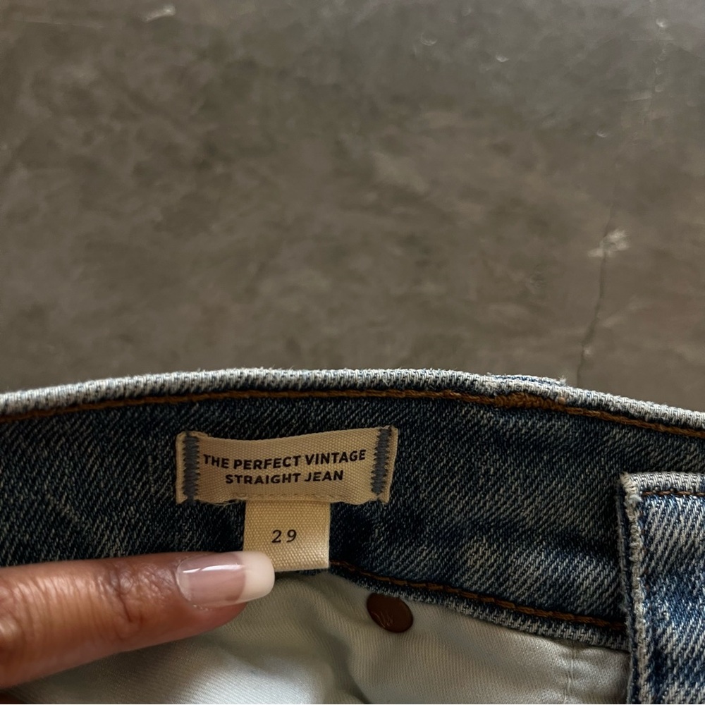 Madewell The Perfect Vintage Straight Jean Kingsbury Wash Knee-Rip Edition - Picture 9 of 13